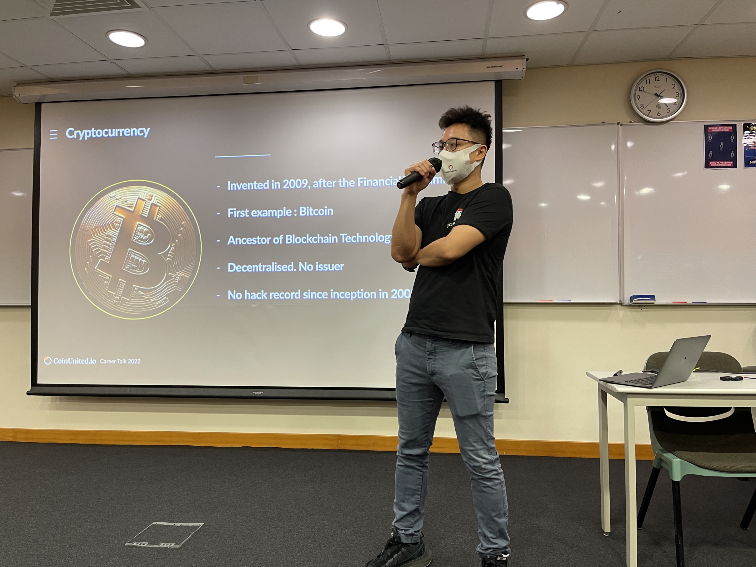 Mr. Angus Lo, Co-founder of CoinUnited.io, shared the background of cryptocurrency.